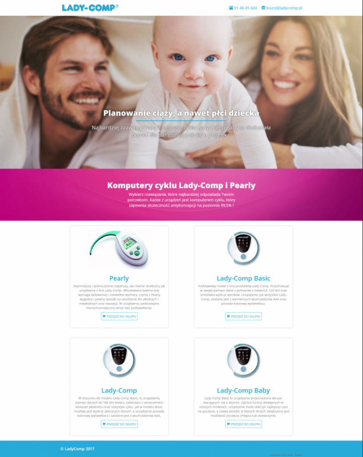 Landing page informujący o komputerach cyklu