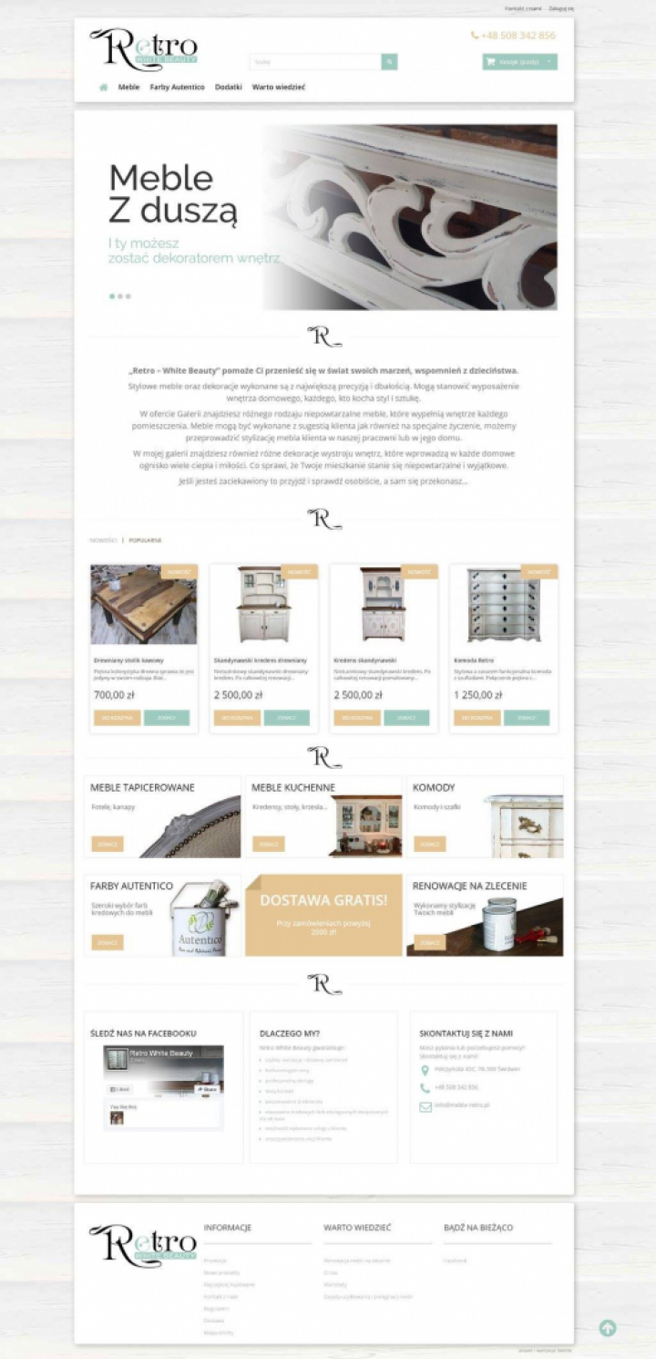 Sklep internetowy zbudowany w oparciu o PrestaShop