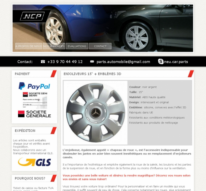 Szablon eBay dla sklepu z branży motoryzacyjnej